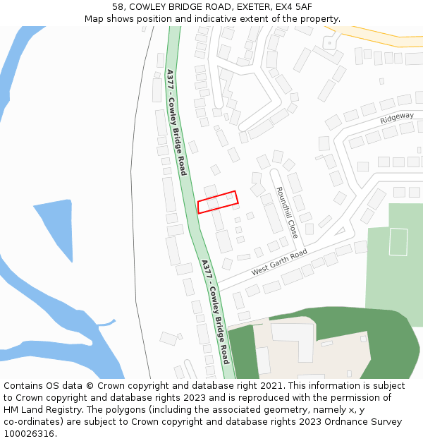 58, COWLEY BRIDGE ROAD, EXETER, EX4 5AF: Location map and indicative extent of plot