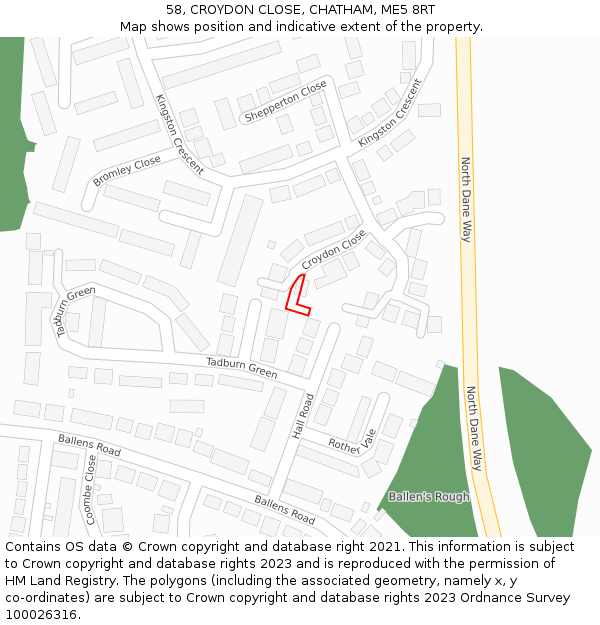 58, CROYDON CLOSE, CHATHAM, ME5 8RT: Location map and indicative extent of plot