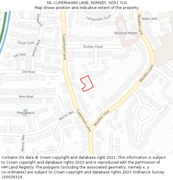 58, CUPERNHAM LANE, ROMSEY, SO51 7LG: Location map and indicative extent of plot