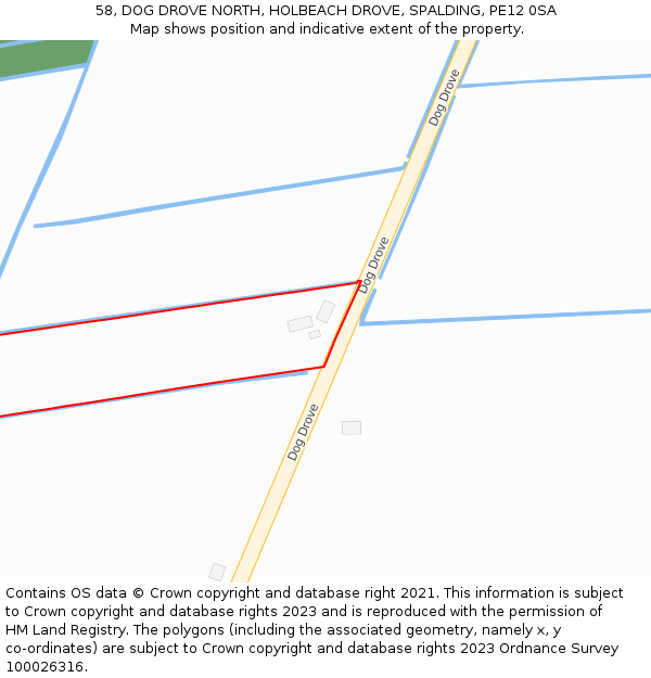 58, DOG DROVE NORTH, HOLBEACH DROVE, SPALDING, PE12 0SA: Location map and indicative extent of plot