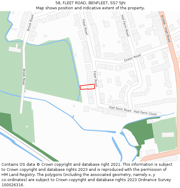 58, FLEET ROAD, BENFLEET, SS7 5JN: Location map and indicative extent of plot