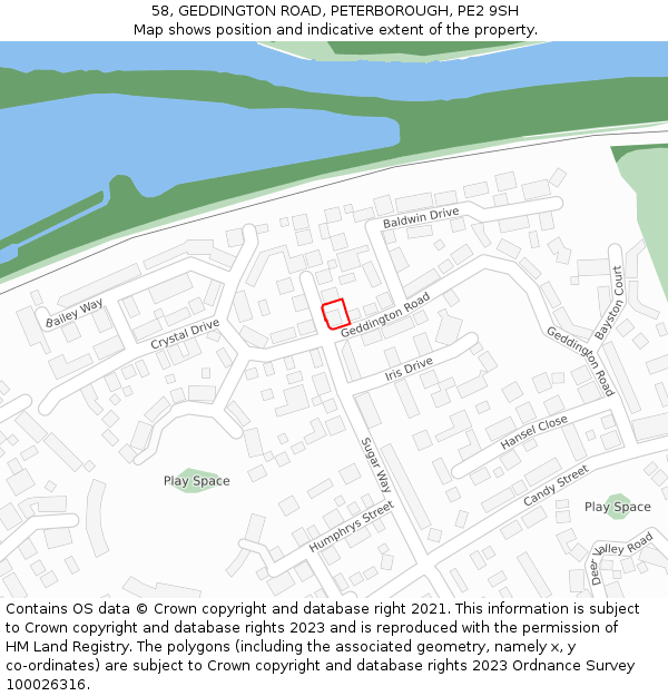 58, GEDDINGTON ROAD, PETERBOROUGH, PE2 9SH: Location map and indicative extent of plot