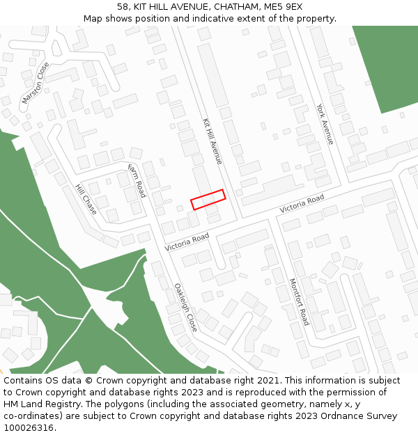 58, KIT HILL AVENUE, CHATHAM, ME5 9EX: Location map and indicative extent of plot