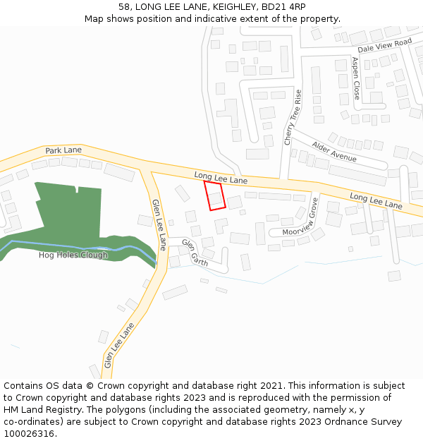 58, LONG LEE LANE, KEIGHLEY, BD21 4RP: Location map and indicative extent of plot