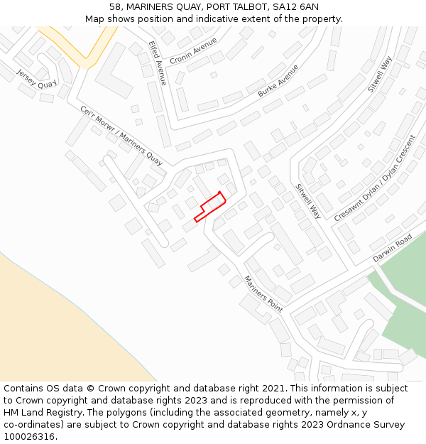 58, MARINERS QUAY, PORT TALBOT, SA12 6AN: Location map and indicative extent of plot