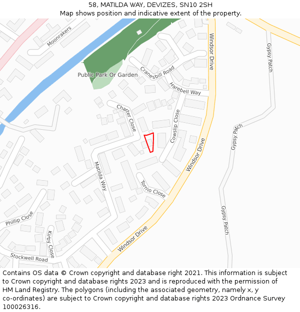 58, MATILDA WAY, DEVIZES, SN10 2SH: Location map and indicative extent of plot