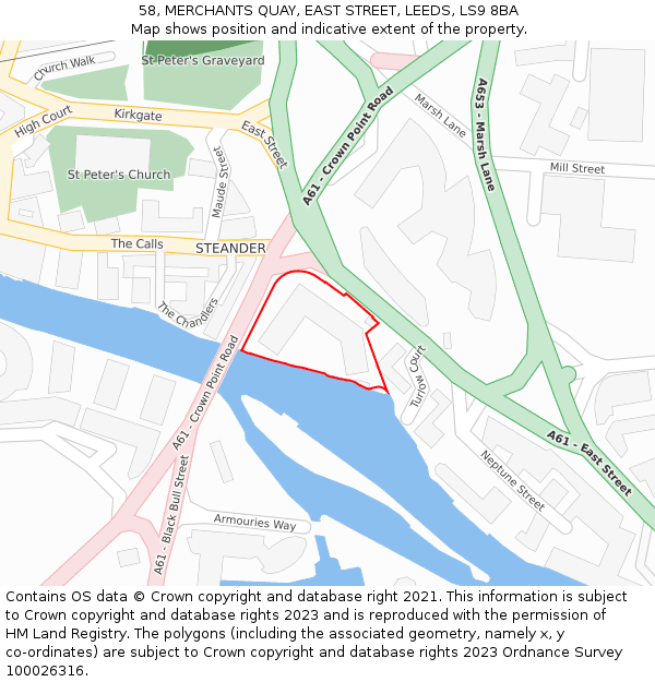 58, MERCHANTS QUAY, EAST STREET, LEEDS, LS9 8BA: Location map and indicative extent of plot