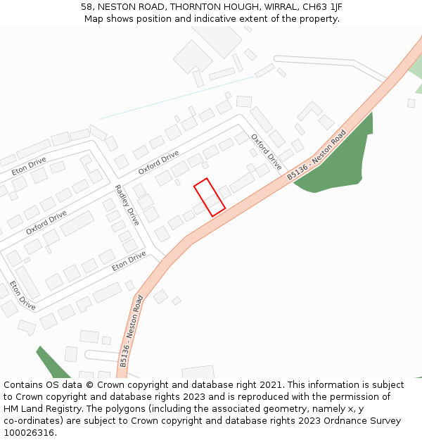 58, NESTON ROAD, THORNTON HOUGH, WIRRAL, CH63 1JF: Location map and indicative extent of plot