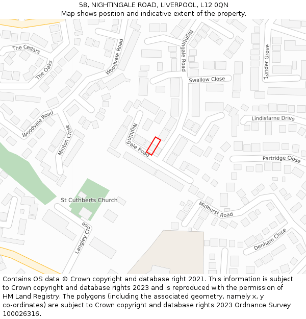 58, NIGHTINGALE ROAD, LIVERPOOL, L12 0QN: Location map and indicative extent of plot