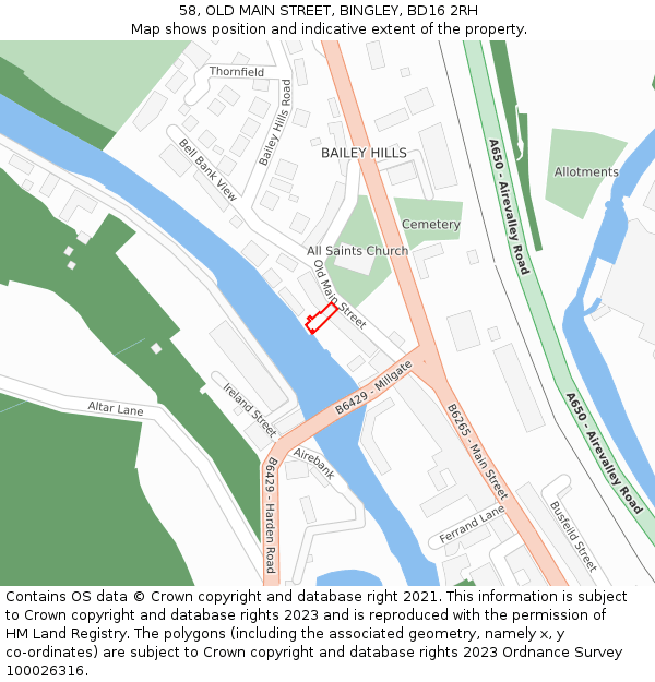 58, OLD MAIN STREET, BINGLEY, BD16 2RH: Location map and indicative extent of plot
