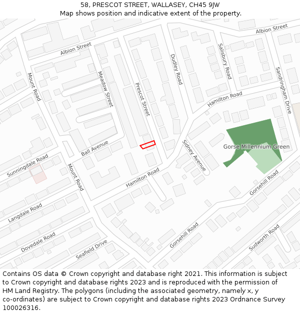 58, PRESCOT STREET, WALLASEY, CH45 9JW: Location map and indicative extent of plot