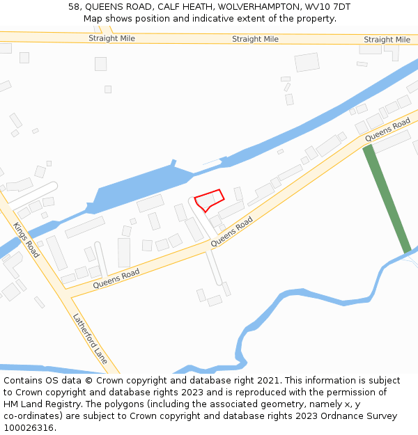 58, QUEENS ROAD, CALF HEATH, WOLVERHAMPTON, WV10 7DT: Location map and indicative extent of plot