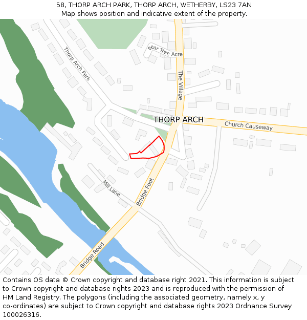 58, THORP ARCH PARK, THORP ARCH, WETHERBY, LS23 7AN: Location map and indicative extent of plot