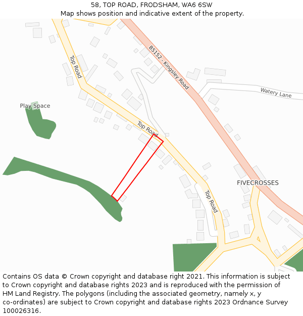 58, TOP ROAD, FRODSHAM, WA6 6SW: Location map and indicative extent of plot