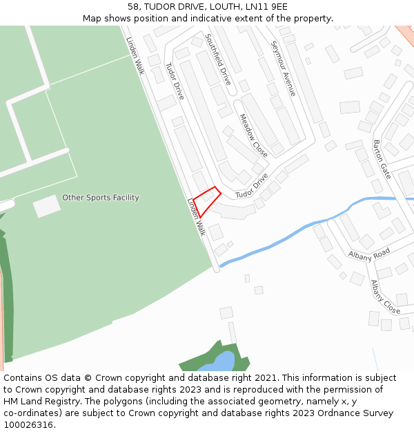 58, TUDOR DRIVE, LOUTH, LN11 9EE: Location map and indicative extent of plot