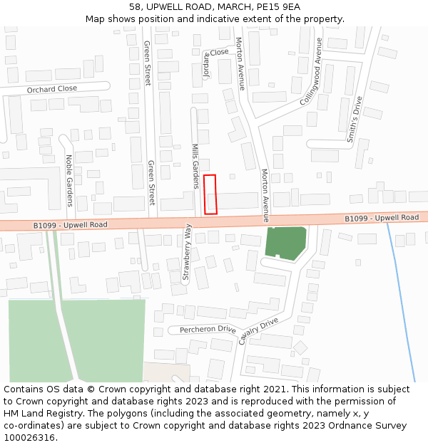 58, UPWELL ROAD, MARCH, PE15 9EA: Location map and indicative extent of plot