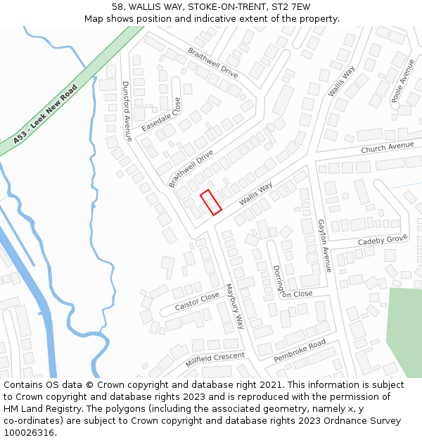 58, WALLIS WAY, STOKE-ON-TRENT, ST2 7EW: Location map and indicative extent of plot