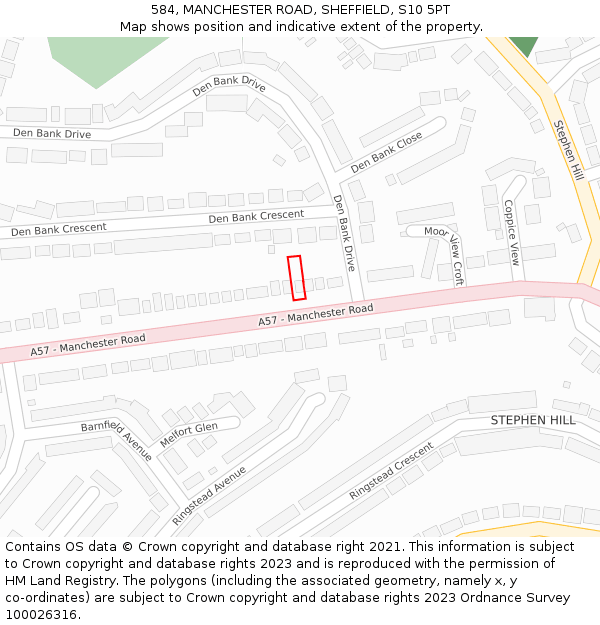 584, MANCHESTER ROAD, SHEFFIELD, S10 5PT: Location map and indicative extent of plot