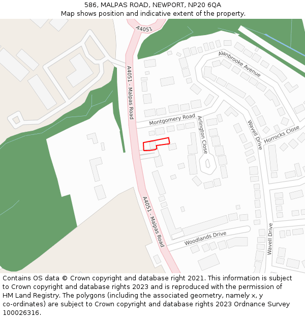 586, MALPAS ROAD, NEWPORT, NP20 6QA: Location map and indicative extent of plot