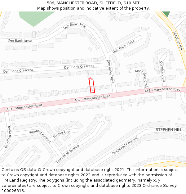 586, MANCHESTER ROAD, SHEFFIELD, S10 5PT: Location map and indicative extent of plot