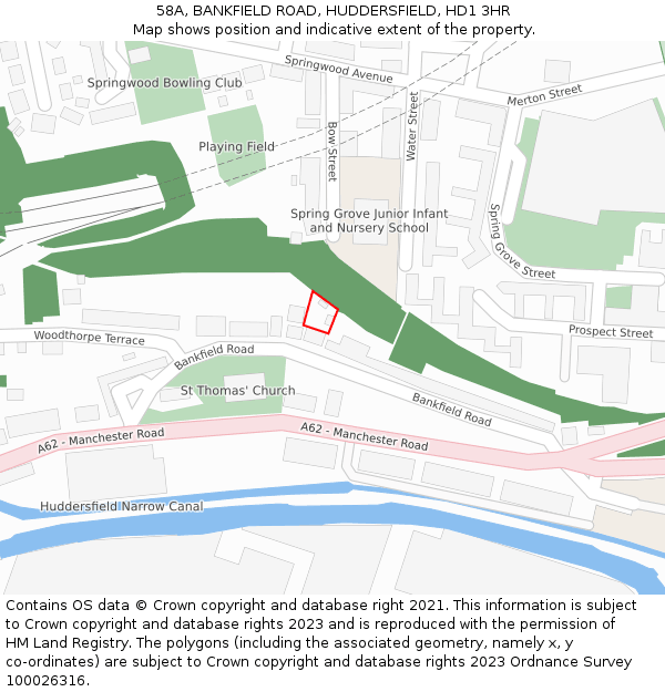 58A, BANKFIELD ROAD, HUDDERSFIELD, HD1 3HR: Location map and indicative extent of plot