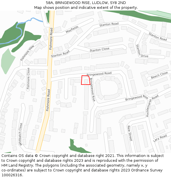 58A, BRINGEWOOD RISE, LUDLOW, SY8 2ND: Location map and indicative extent of plot