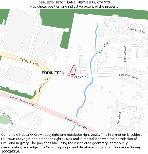 58A, EDDINGTON LANE, HERNE BAY, CT6 5TS: Location map and indicative extent of plot