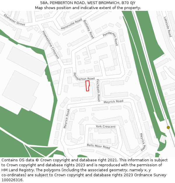 58A, PEMBERTON ROAD, WEST BROMWICH, B70 0JY: Location map and indicative extent of plot