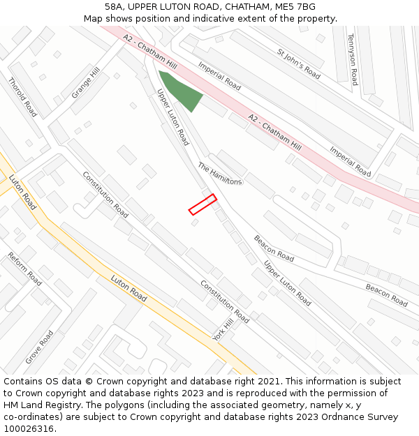 58A, UPPER LUTON ROAD, CHATHAM, ME5 7BG: Location map and indicative extent of plot