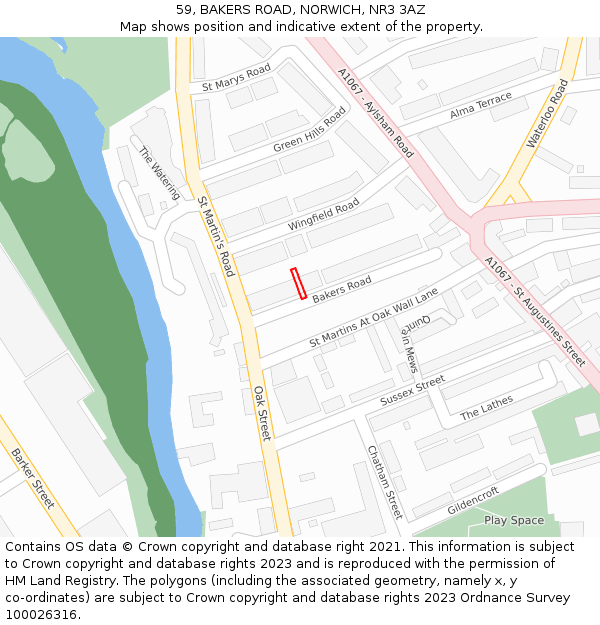 59, BAKERS ROAD, NORWICH, NR3 3AZ: Location map and indicative extent of plot