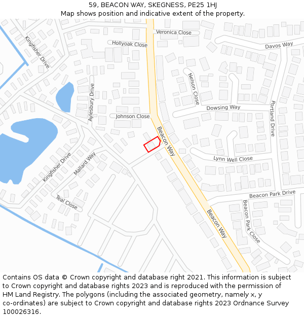 59, BEACON WAY, SKEGNESS, PE25 1HJ: Location map and indicative extent of plot