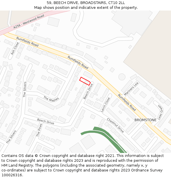 59, BEECH DRIVE, BROADSTAIRS, CT10 2LL: Location map and indicative extent of plot