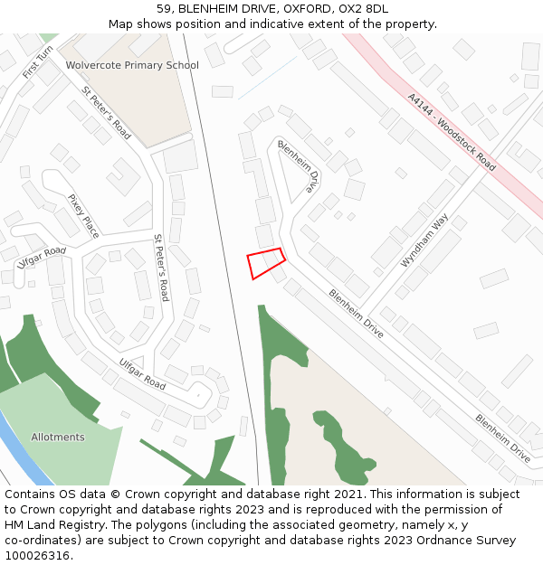 59, BLENHEIM DRIVE, OXFORD, OX2 8DL: Location map and indicative extent of plot