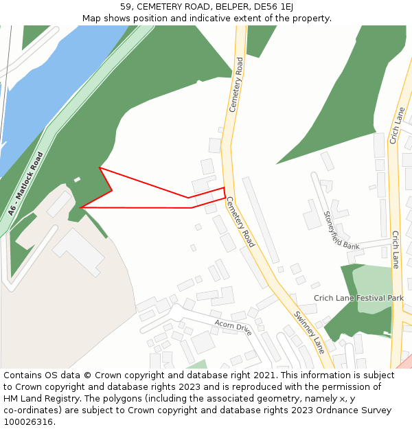 59, CEMETERY ROAD, BELPER, DE56 1EJ: Location map and indicative extent of plot