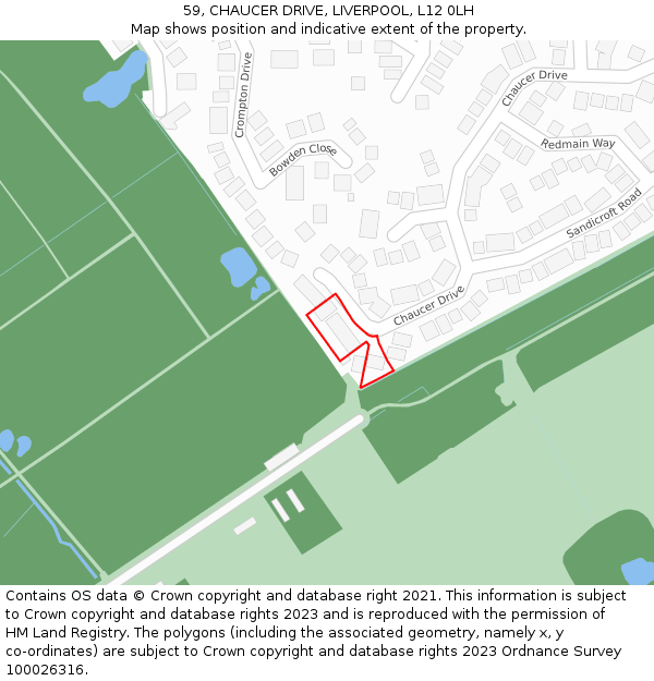 59, CHAUCER DRIVE, LIVERPOOL, L12 0LH: Location map and indicative extent of plot