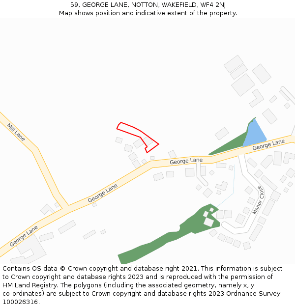 59, GEORGE LANE, NOTTON, WAKEFIELD, WF4 2NJ: Location map and indicative extent of plot