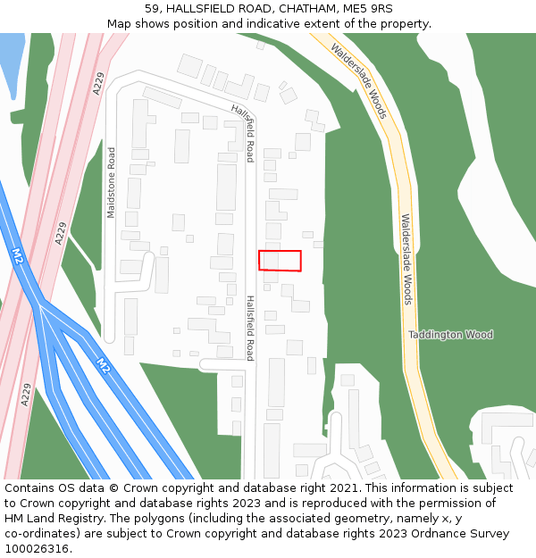 59, HALLSFIELD ROAD, CHATHAM, ME5 9RS: Location map and indicative extent of plot