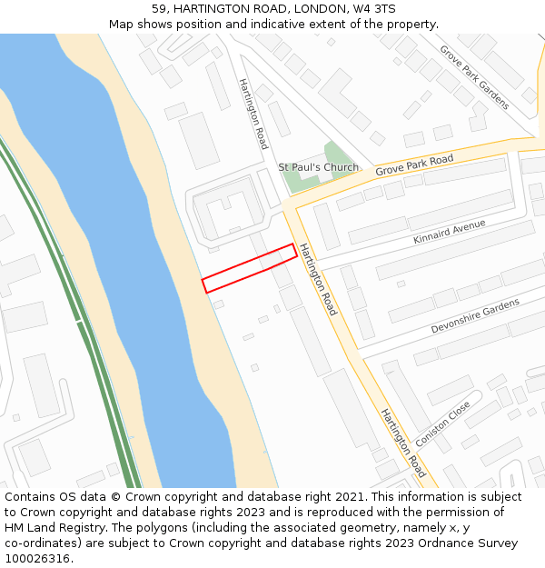 59, HARTINGTON ROAD, LONDON, W4 3TS: Location map and indicative extent of plot