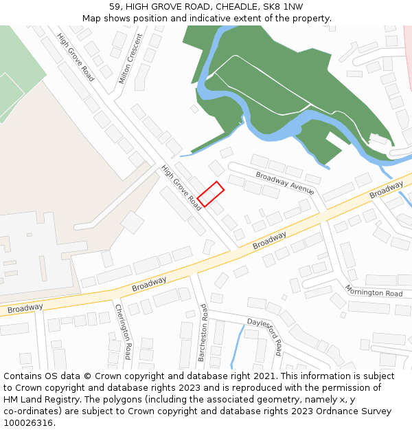 59, HIGH GROVE ROAD, CHEADLE, SK8 1NW: Location map and indicative extent of plot