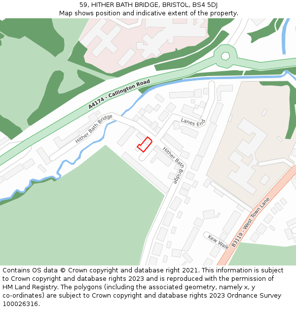 59, HITHER BATH BRIDGE, BRISTOL, BS4 5DJ: Location map and indicative extent of plot