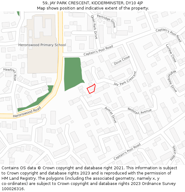 59, JAY PARK CRESCENT, KIDDERMINSTER, DY10 4JP: Location map and indicative extent of plot