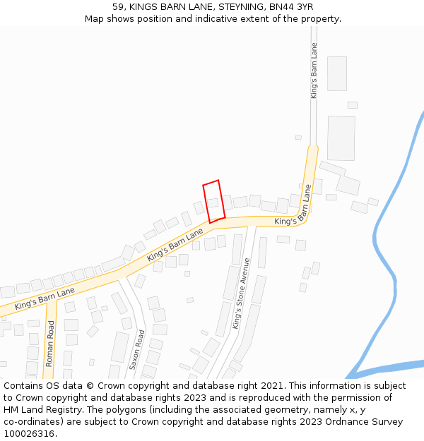 59, KINGS BARN LANE, STEYNING, BN44 3YR: Location map and indicative extent of plot