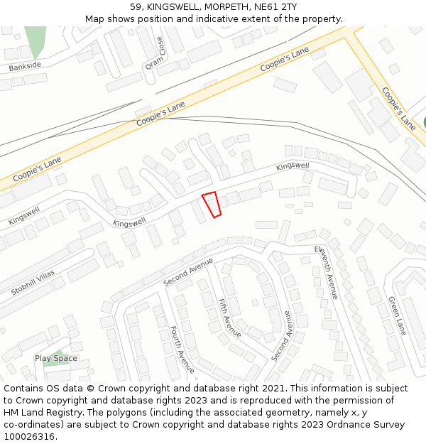 59, KINGSWELL, MORPETH, NE61 2TY: Location map and indicative extent of plot