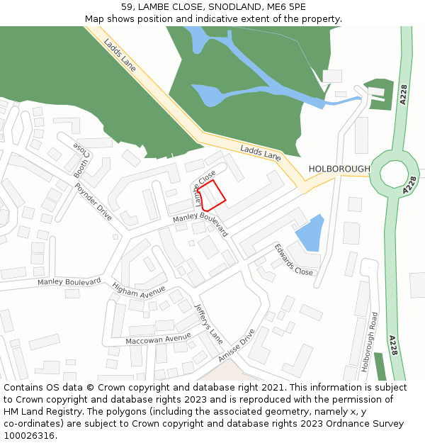 59, LAMBE CLOSE, SNODLAND, ME6 5PE: Location map and indicative extent of plot