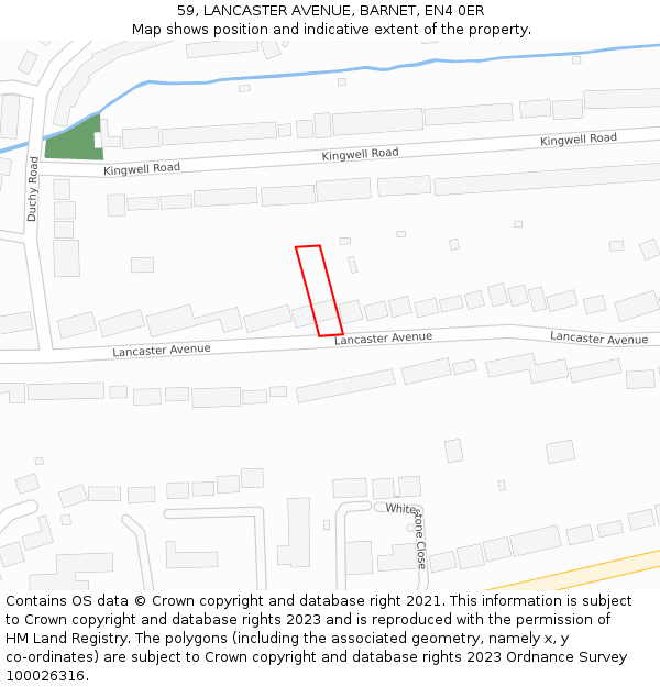 59, LANCASTER AVENUE, BARNET, EN4 0ER: Location map and indicative extent of plot