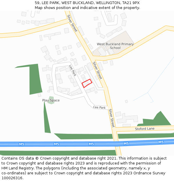 59, LEE PARK, WEST BUCKLAND, WELLINGTON, TA21 9PX: Location map and indicative extent of plot