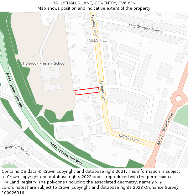 59, LYTHALLS LANE, COVENTRY, CV6 6FN: Location map and indicative extent of plot