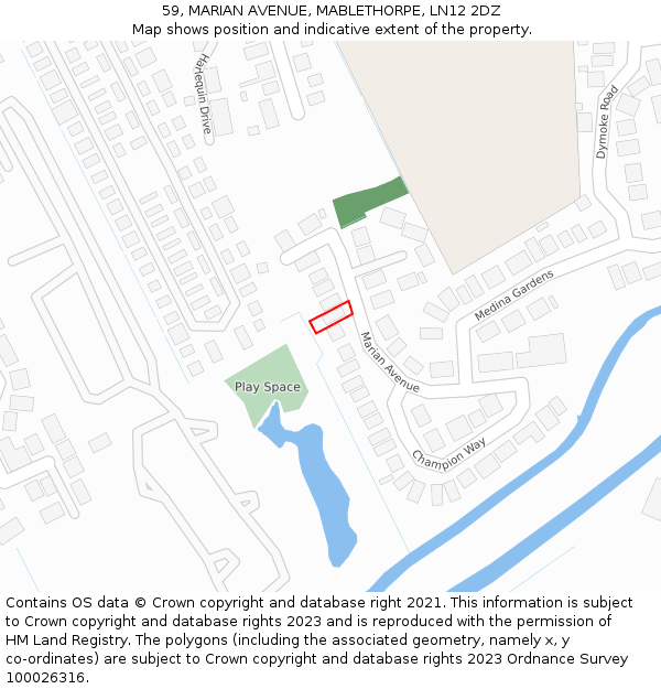 59, MARIAN AVENUE, MABLETHORPE, LN12 2DZ: Location map and indicative extent of plot