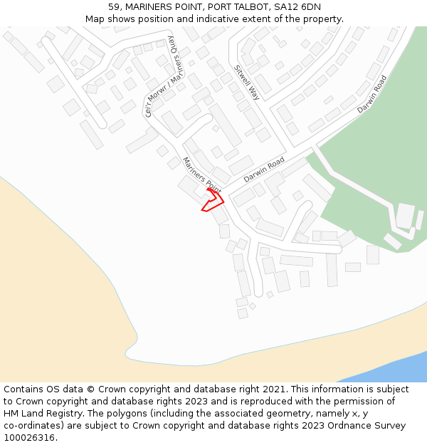 59, MARINERS POINT, PORT TALBOT, SA12 6DN: Location map and indicative extent of plot