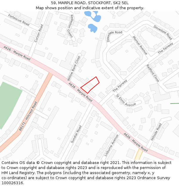 59, MARPLE ROAD, STOCKPORT, SK2 5EL: Location map and indicative extent of plot